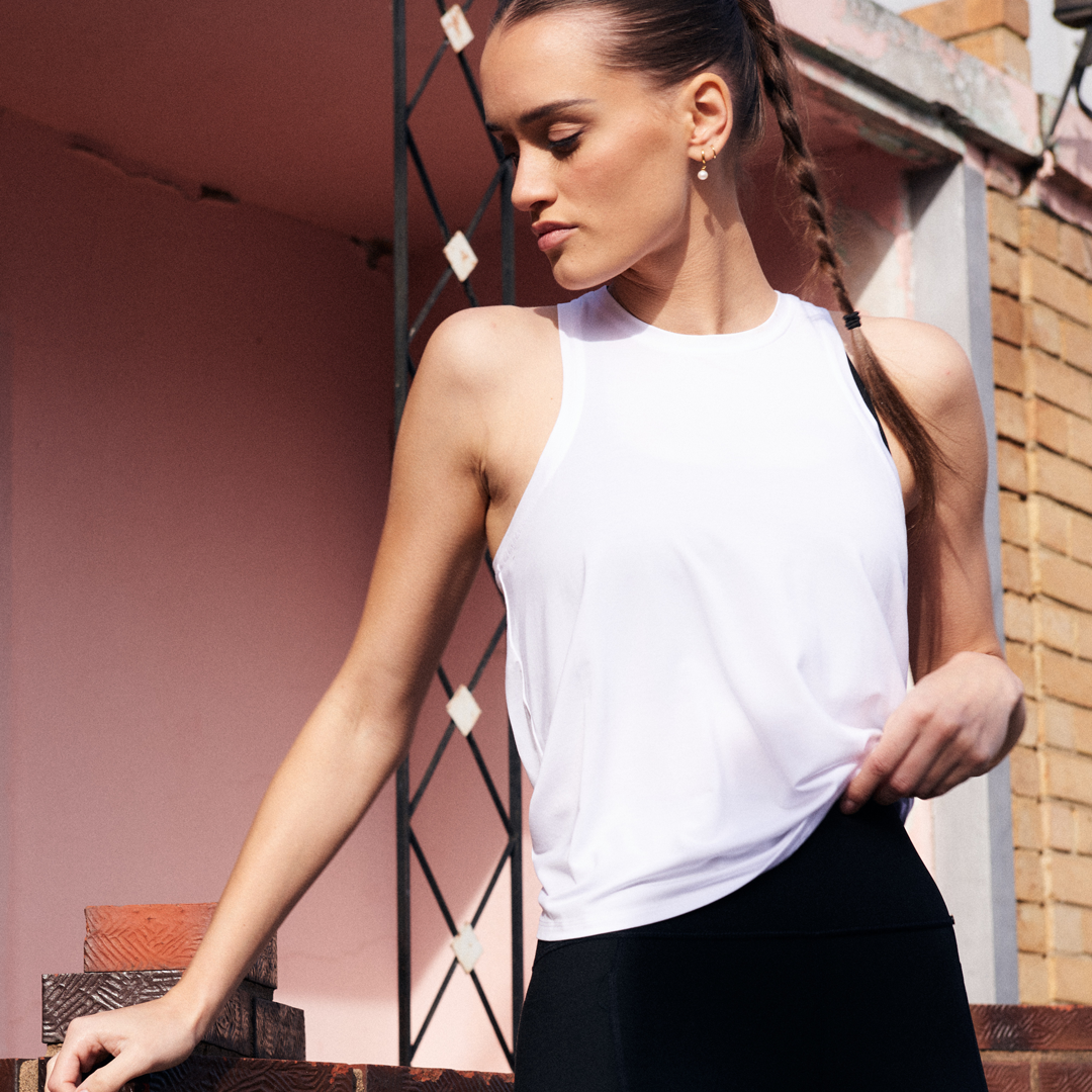 Tie Back Tank - White