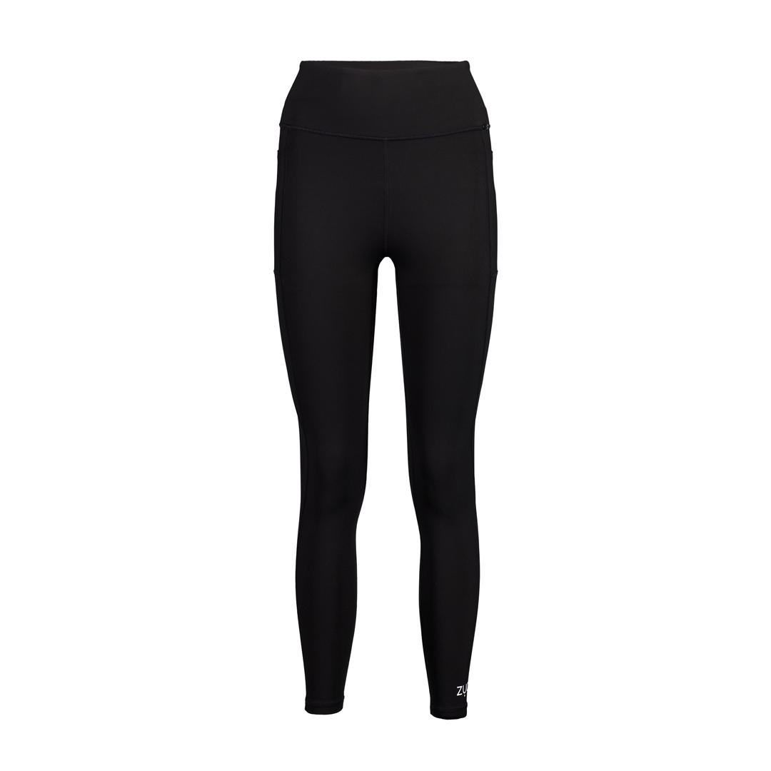 View from front. Ghost mannequin in full-length leggings in black